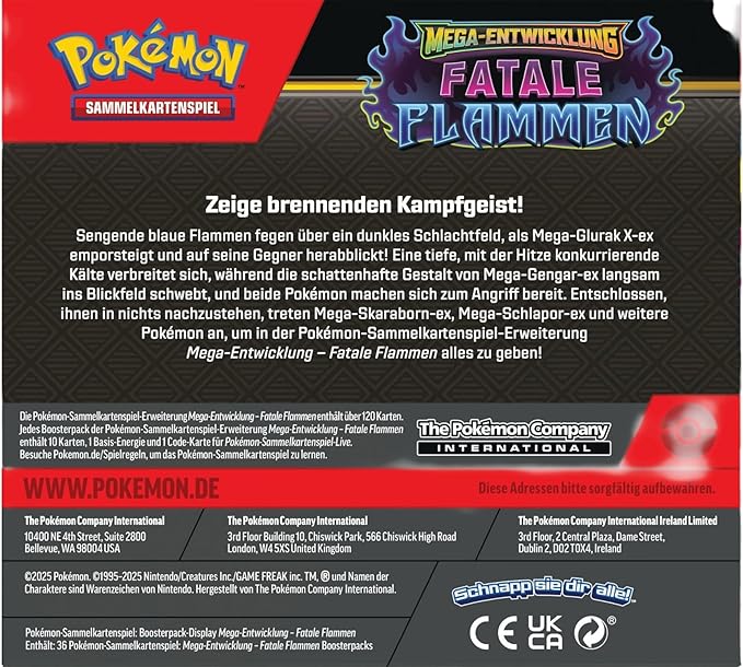 Display Mega-Entwicklung – Fatale Flammen (enthält 36 Boosterpacks)